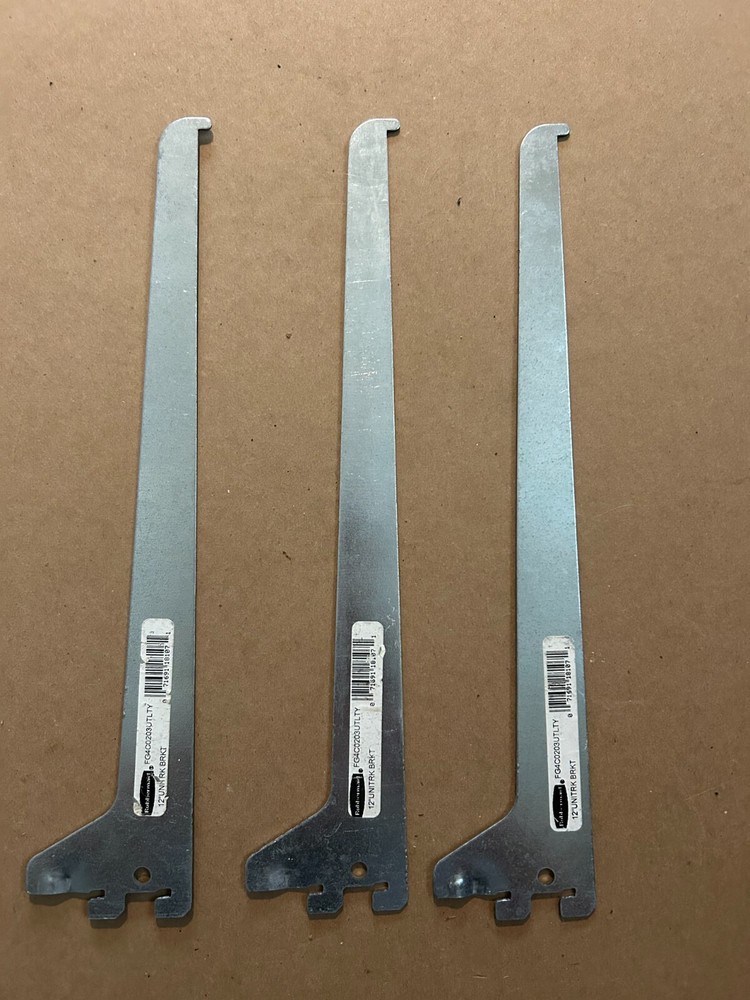 Set of 3 Heavy Duty Rubbermaid 12-Inch Metal Shelf Brackets FG4C0203UTLTY
