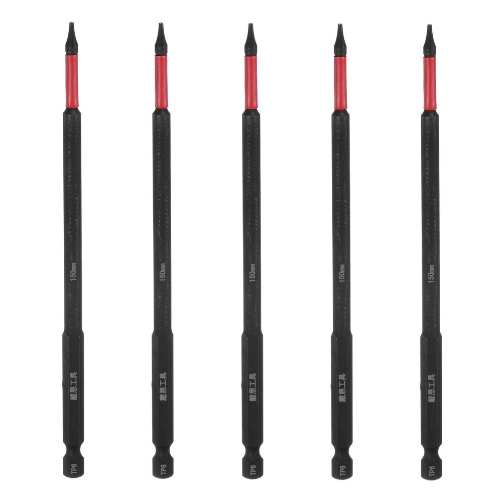 5pcs Durable T6 Torx Drill Bits 6-Inch Magnetic Screwdriver Tips