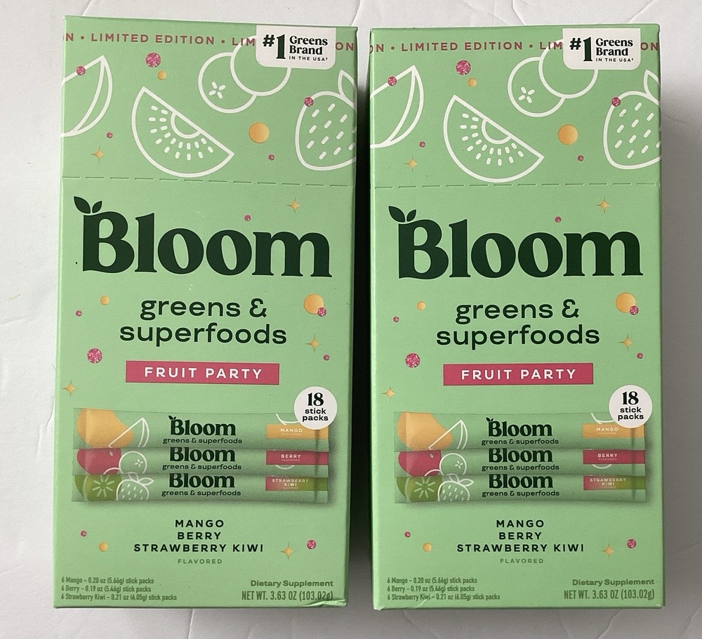 Bloom Greens & Superfoods Fruit Party 18 Stick Packs Prebiotics Probiotics