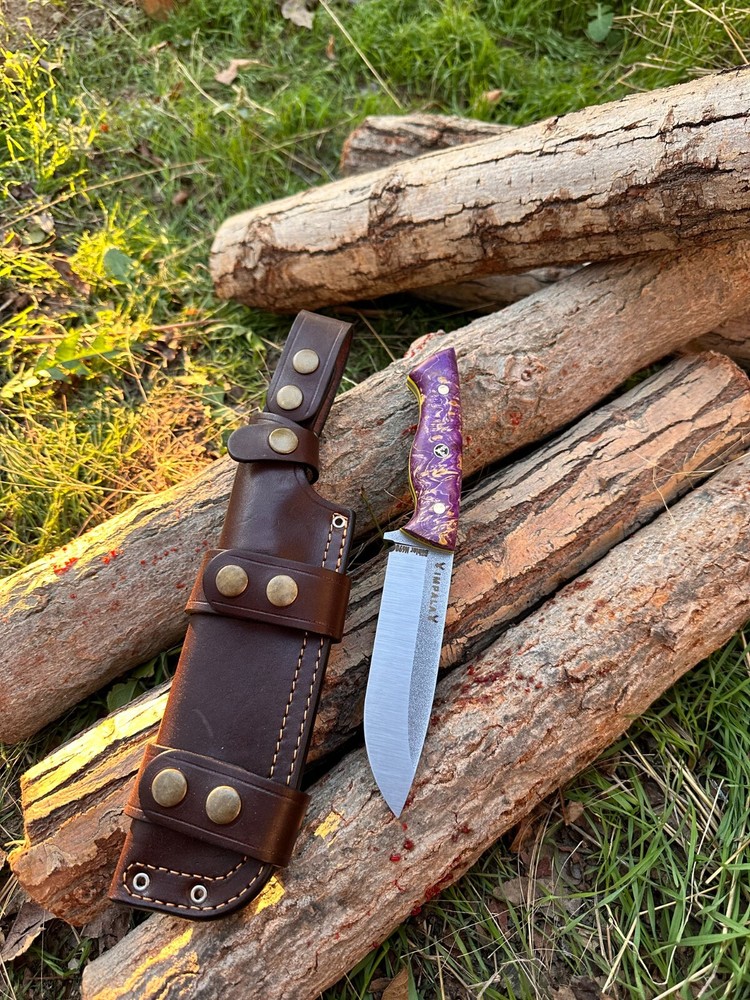 Handmade Bushcraft Knife,Hunting Knife N690 Steel with Leather Sheath & Gift Box