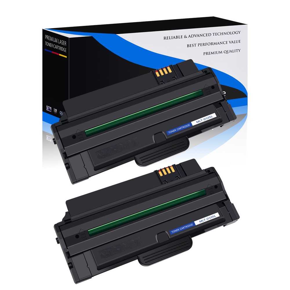 2PK Samsung MLT-D105L Black Toner Cartridge for ML-1910 ML-2525W SF-650 Printers