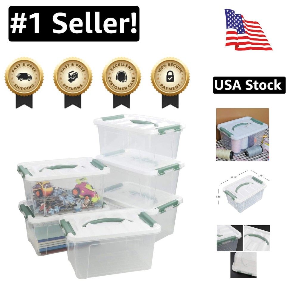 6-Pack 6Qt Clear Stackable Waterproof Storage Boxes with Latches