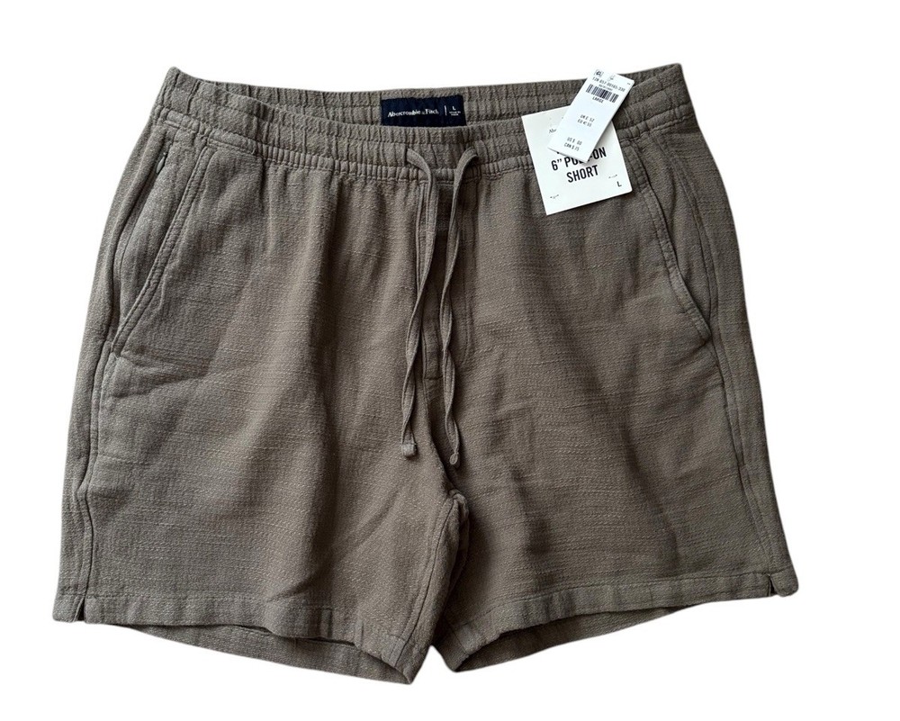 NEW Abercrombie & Fitch Shorts Mens Size Large Brown The A&F Pull on 6