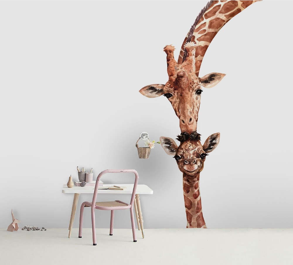 3D Giraffe Animal Watercolor Wall Murals Wallpaper Murals Wall Sticker 2