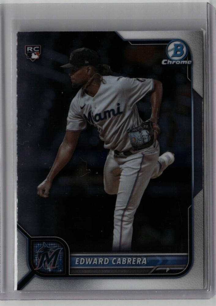 EDWARD CABRERA ROOKIE BOWMAN CHROME 2022 MLB MIAMI MARLINS RC #44 FREE SHIPPING