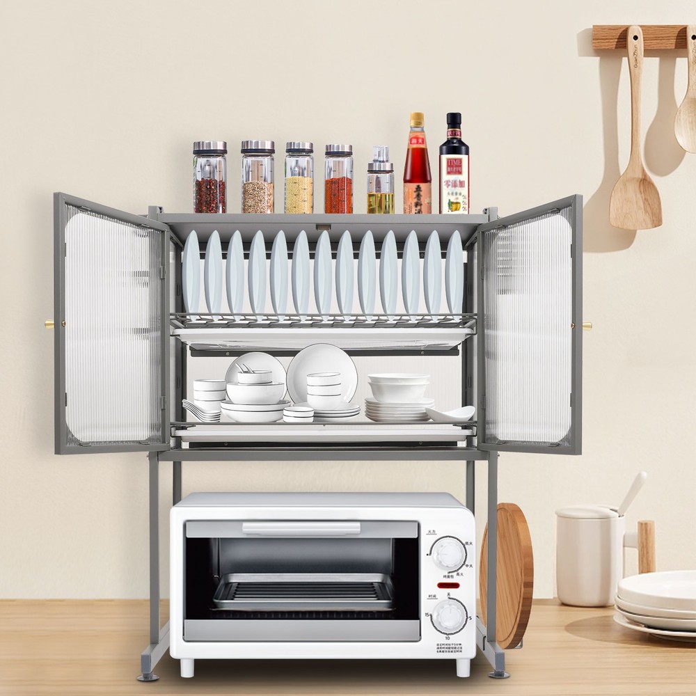 Kitchen Storage Rack - 3-Tier Vertical Shelf for Microwave & Kitchen Utensils