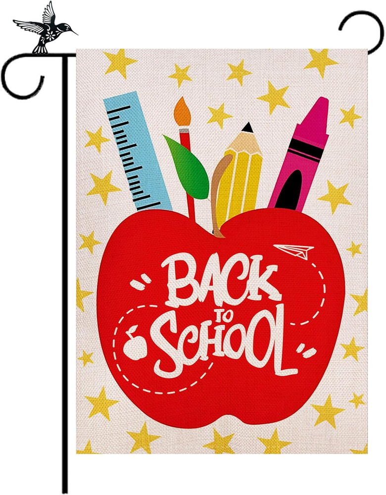Back to School Garden Flag 12.5X18 Inch Vertical Double Sided Pencil Ruller Firs-image