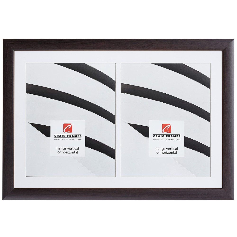 12x18 Brazilian Walnut Brown Frame with White Collage Mat