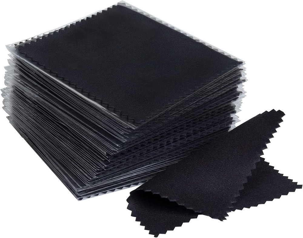 100pcs CATIFLIN Premium Jewelry & Silver Polishing Cloths in Black