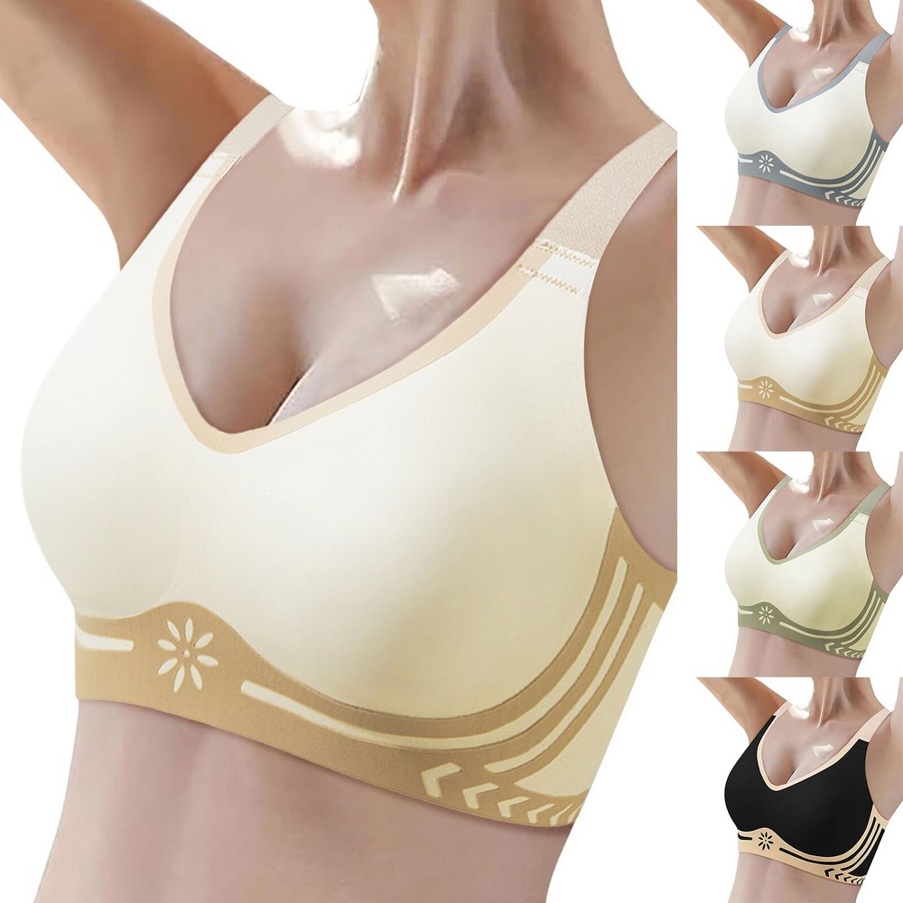 Women's Thin Seamless Vest Soft Support Large Chest Small Half Fixed Cup