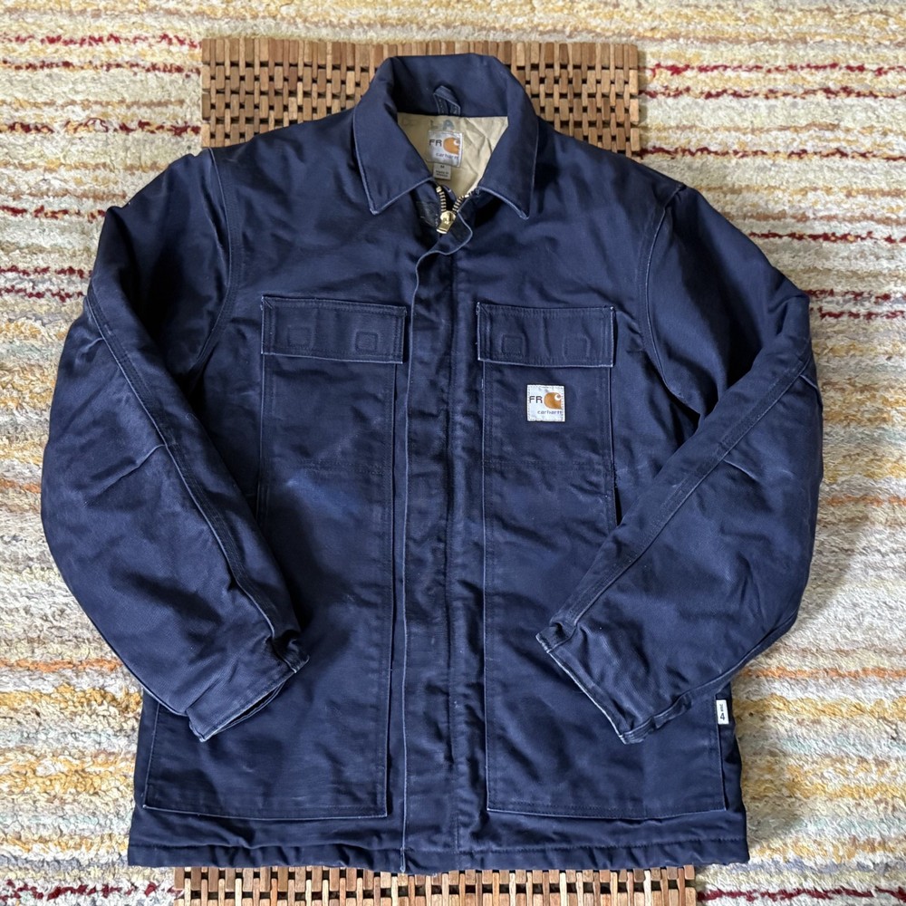 Carhartt FR HRC Level 4 Insulated Canvas Jacket Blue Full Zip Men's Size Medium