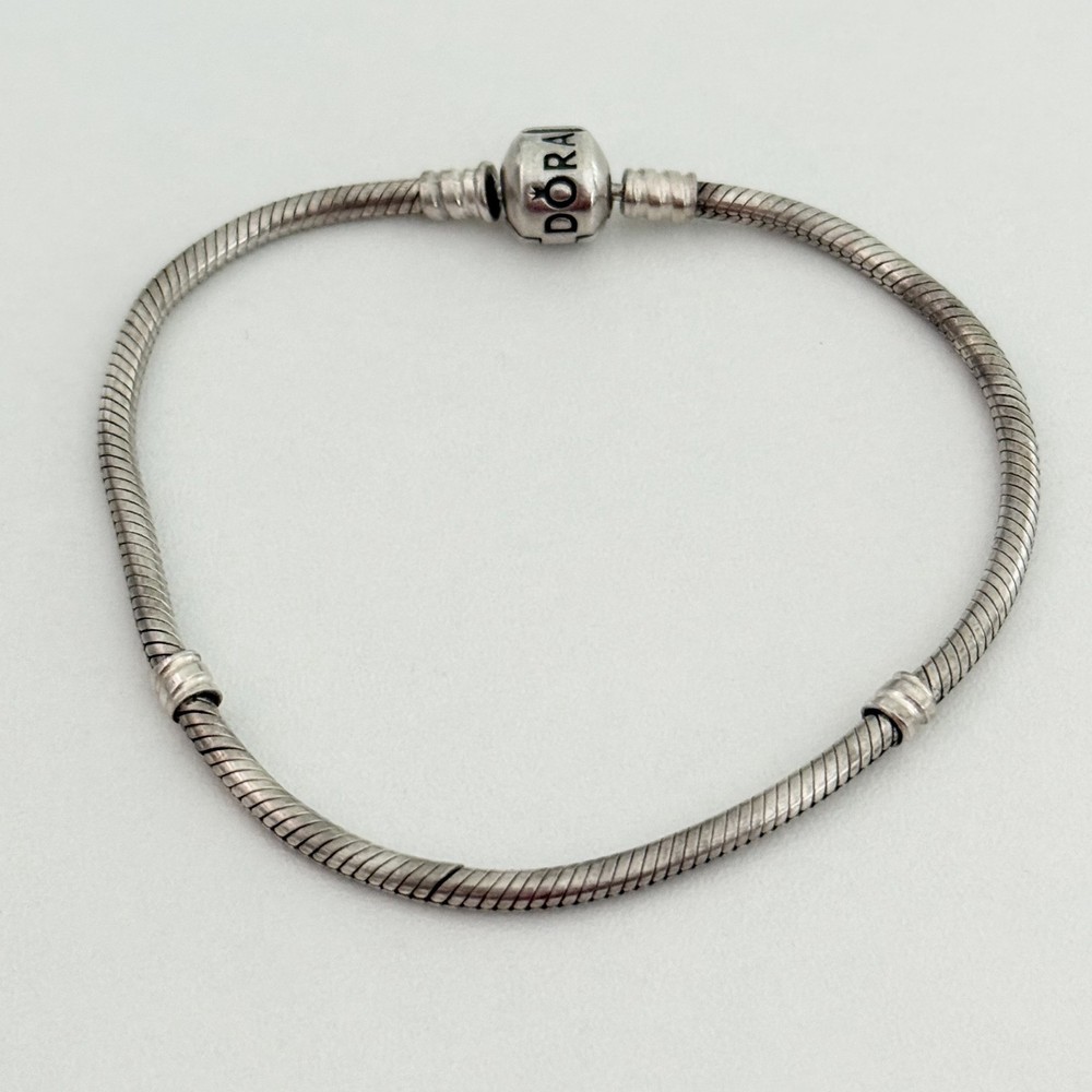 Pandora 925 Sterling Silver Moments Snake Chain Charm Bracelet 8.3