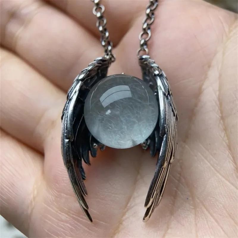 Ghost Wing Crystal Retro Necklace Vintage Pendant Unique Personalized Jewelry