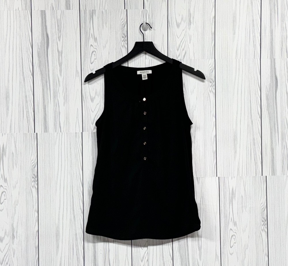 Kenneth Cole Reaction sleeveless top womens size medium solid black blouse