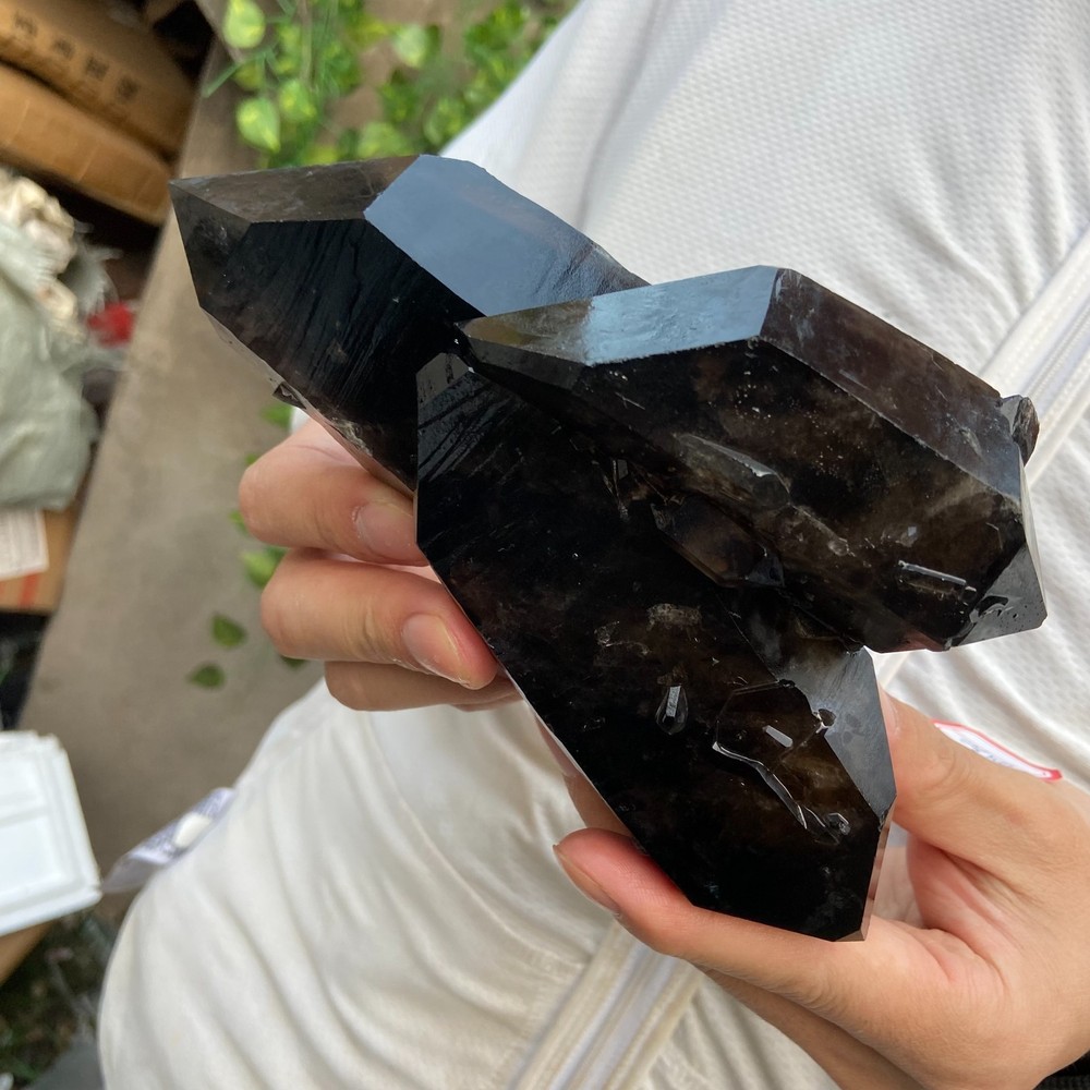 2.4lb Natural Black Smoky Quartz Crystal Cluster Specimen healing