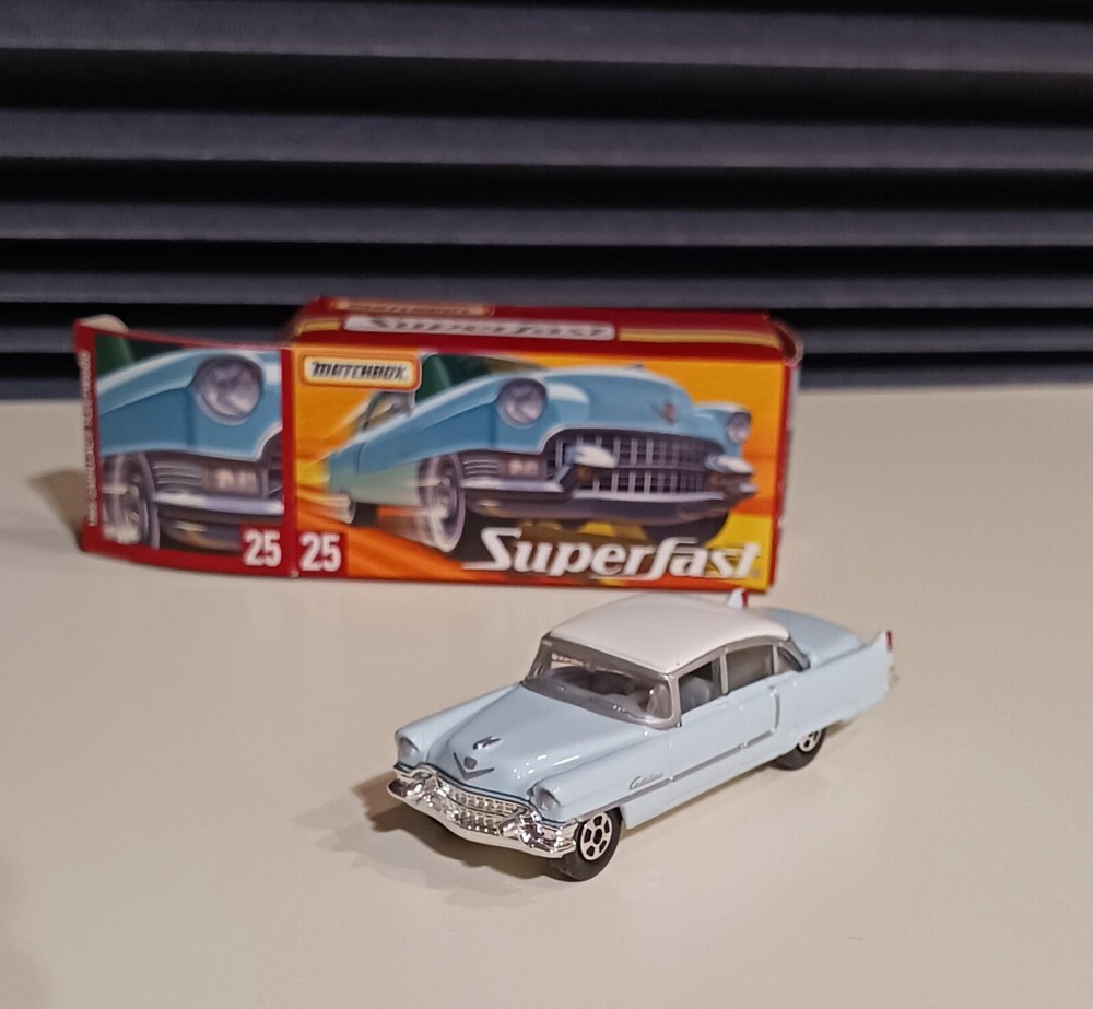 Matchbox Superfast 1955 Cadillac Fleetwood Blue White Diecast Model