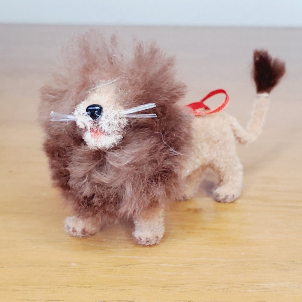 VTG Wagner Kunstlerschutz FLOCKED LION Hanging Ornament Tree Holiday Decor