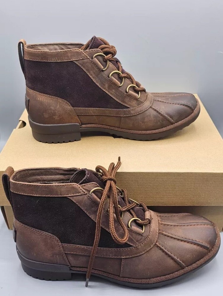 UGG Heather Waterproof Brown Leather Boot #1095156, Womens Size 7.5 - NEW!