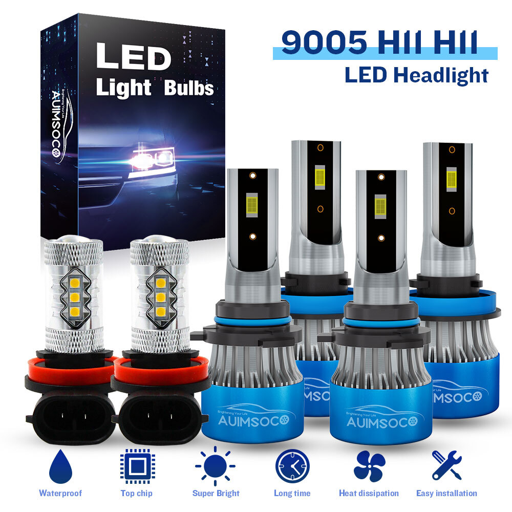 2007-2014 Toyota Camry 6x LED Headlight Kit 9005 H11 Hi/Lo Combo Fog Lights