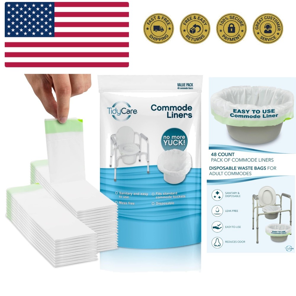 Disposable Bedside Commode Liners for Adult Portable Toilet Chair Seat Bucket...