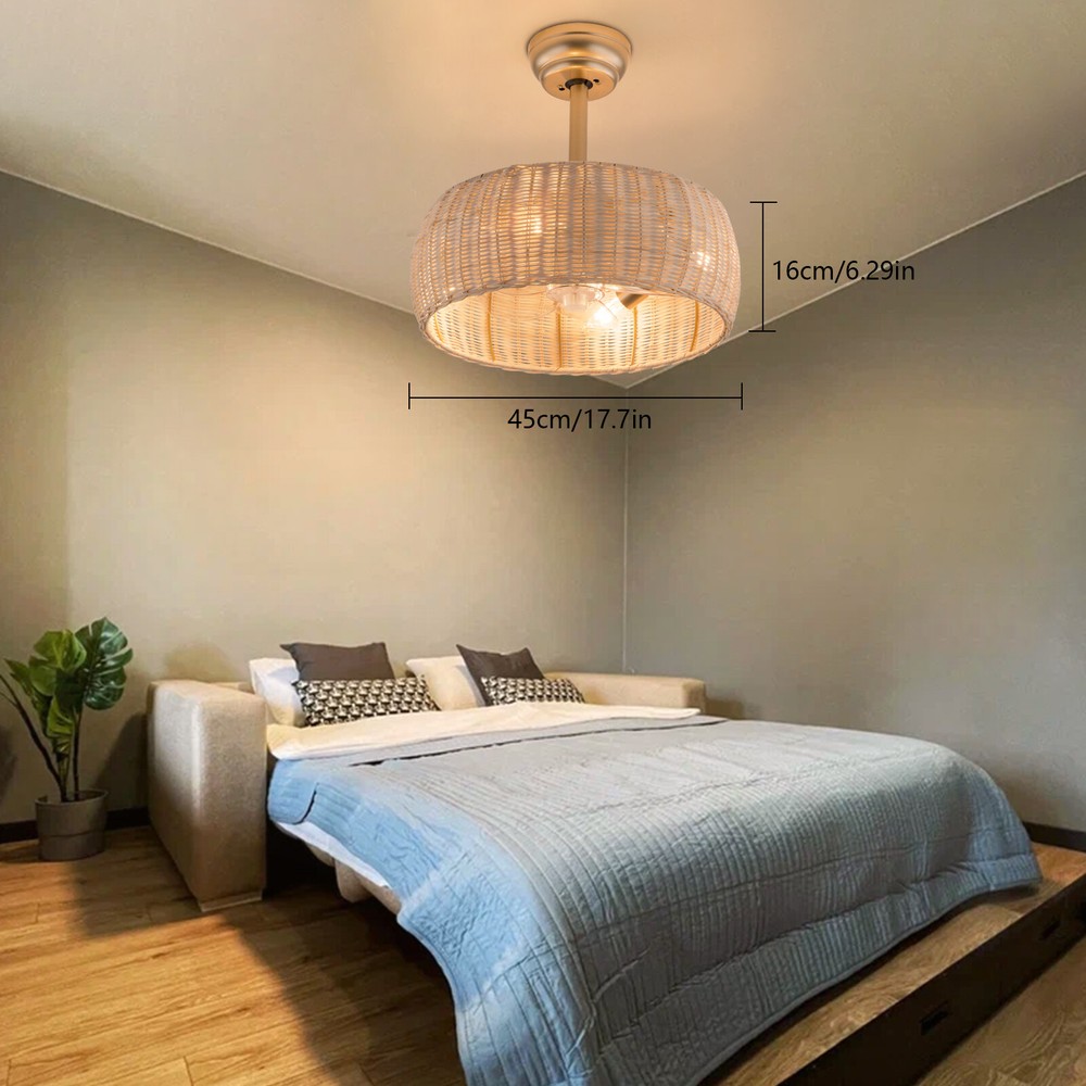 18.5in Boho Ceiling Fan Light Chandelier Pendant Lamp Bedroom Living Room Decor