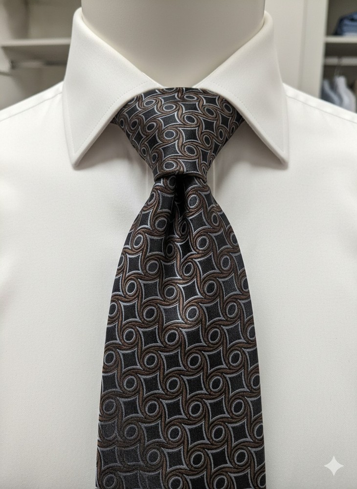 Robert Talbott Best of Class Silk Tie Nordstrom Black Brown Silver Geometric