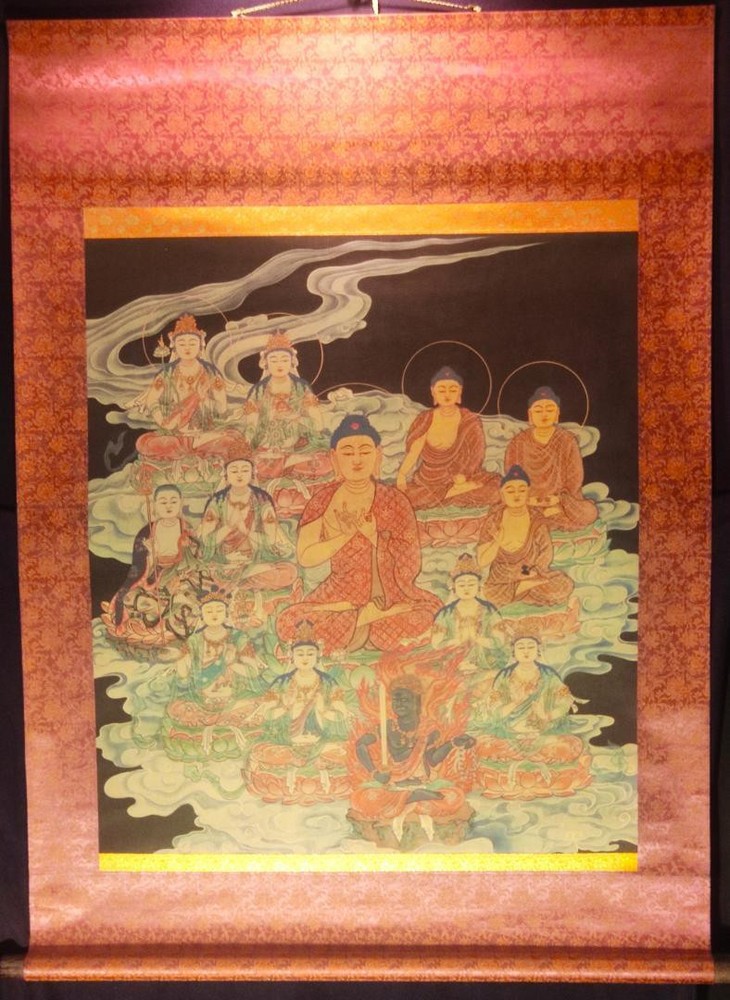 Hanging Scroll, 13 Buddha Figures, Buddhist Paintings