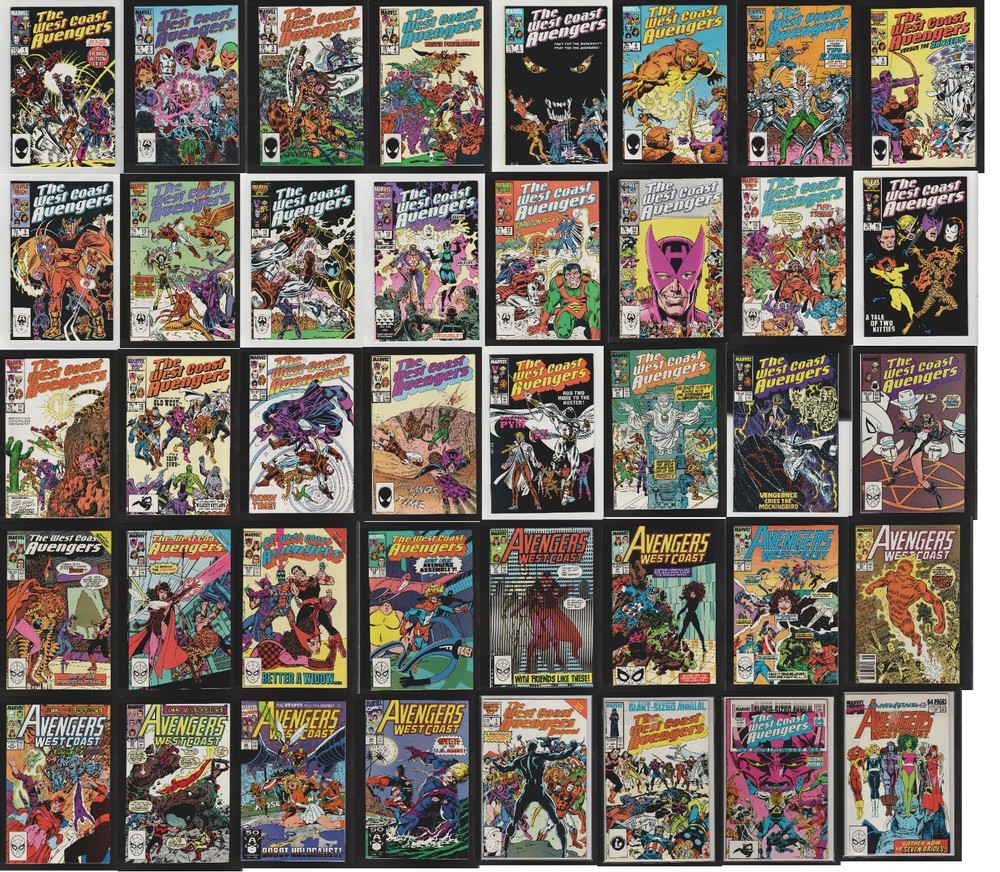 WEST COAST AVENGERS 9.6/NM+ AVG #1-23,41-44,46-50,53,54,68,69 &ANNUALS LOT OF 40