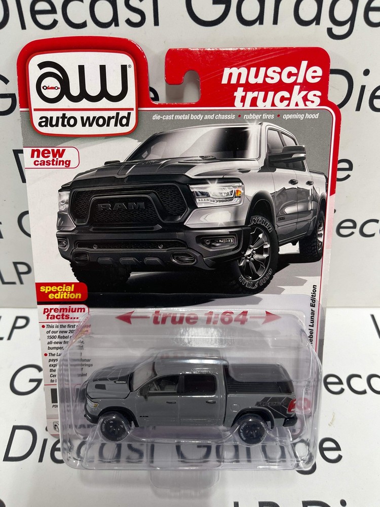 AUTO WORLD 2023 Ram 1500 Rebel Lunar Edition Ceramic Gray 1:64 Diecast Muscle Tr