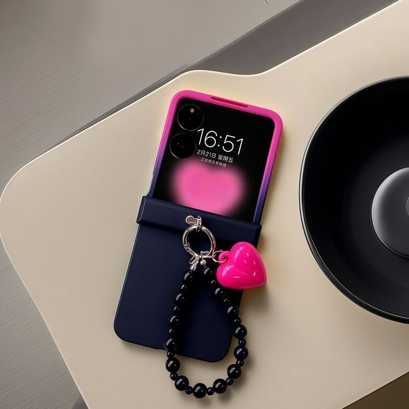 Cute Gradient Heart Charm Case Full Hinge Cover for Samsung Galaxy Z Flip 5 6 7