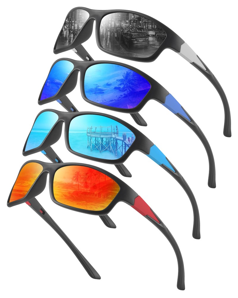 Polarized Sports Sunglasses for Men, Mens Sun Glasses Wrap Around UV400 Prote...