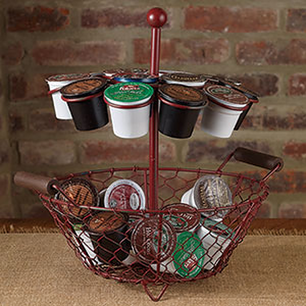 K Cup Storage Basket in Red metal - SALE