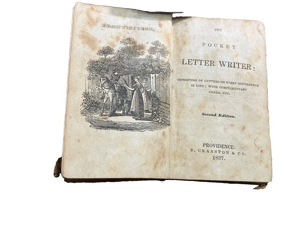 1837 Antique Leatherbound Pocket Letter Writer Book Providence RI