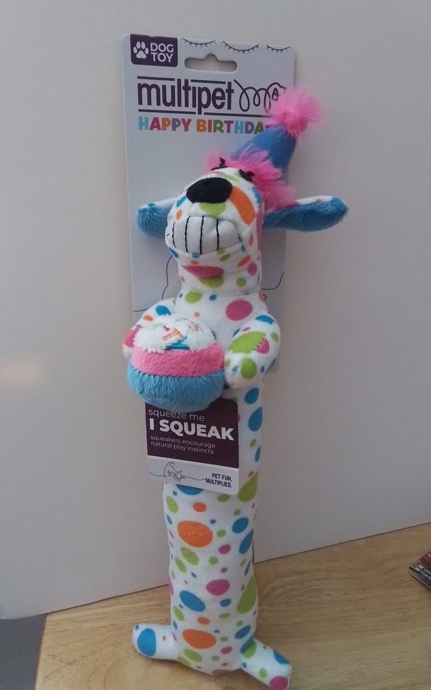 Multipet Squeaky Birthday Dog Toy for Playful Pups  
