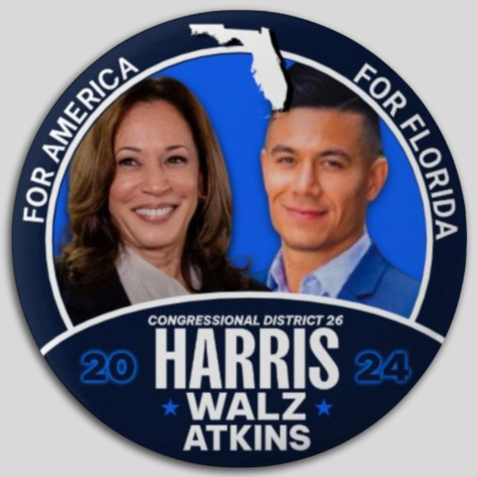Kamala Harris Joey Atkins Congress Pin Button Jugate Florida Democrat President