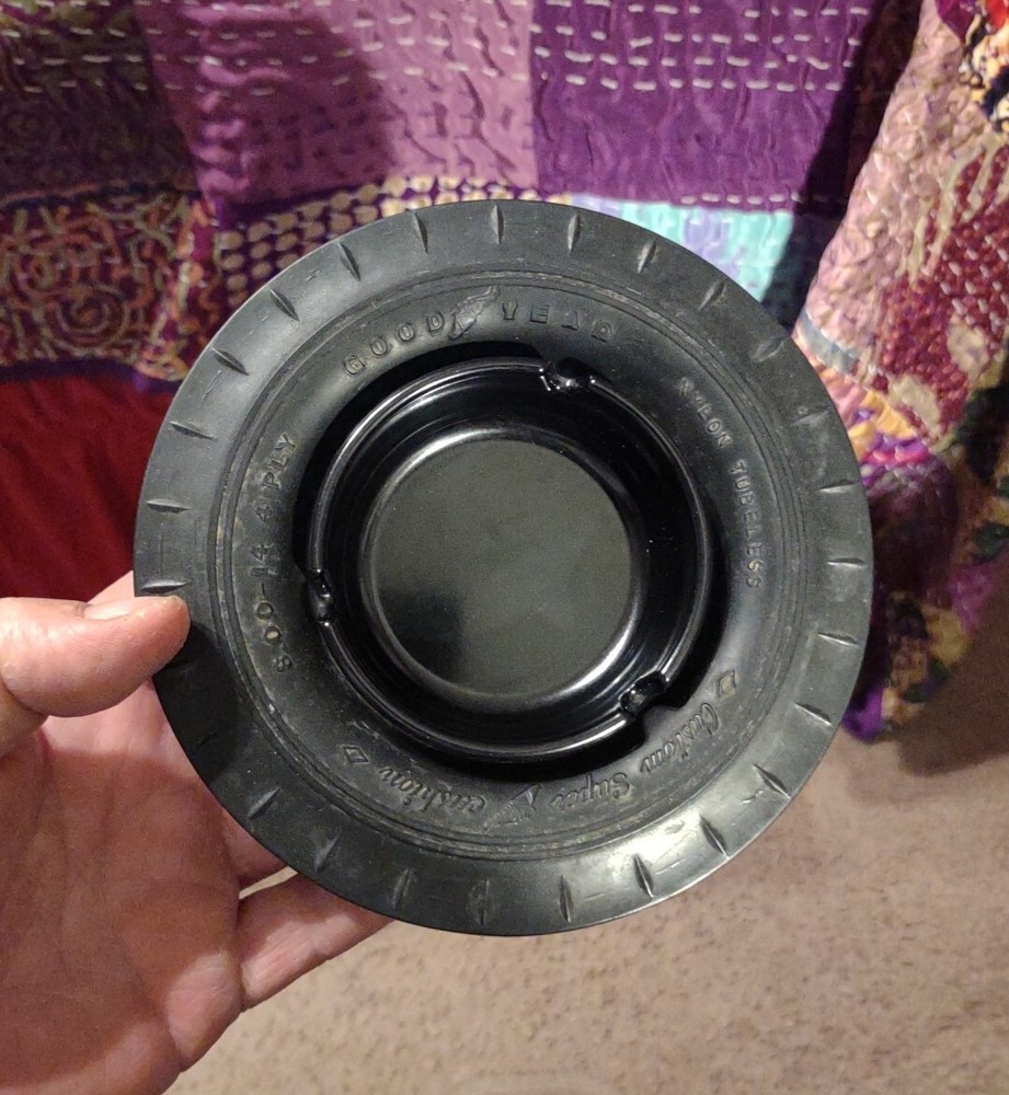 Vintage Custom Super Cushion Goodyear Tires Advertising Ashtray Collectible Used