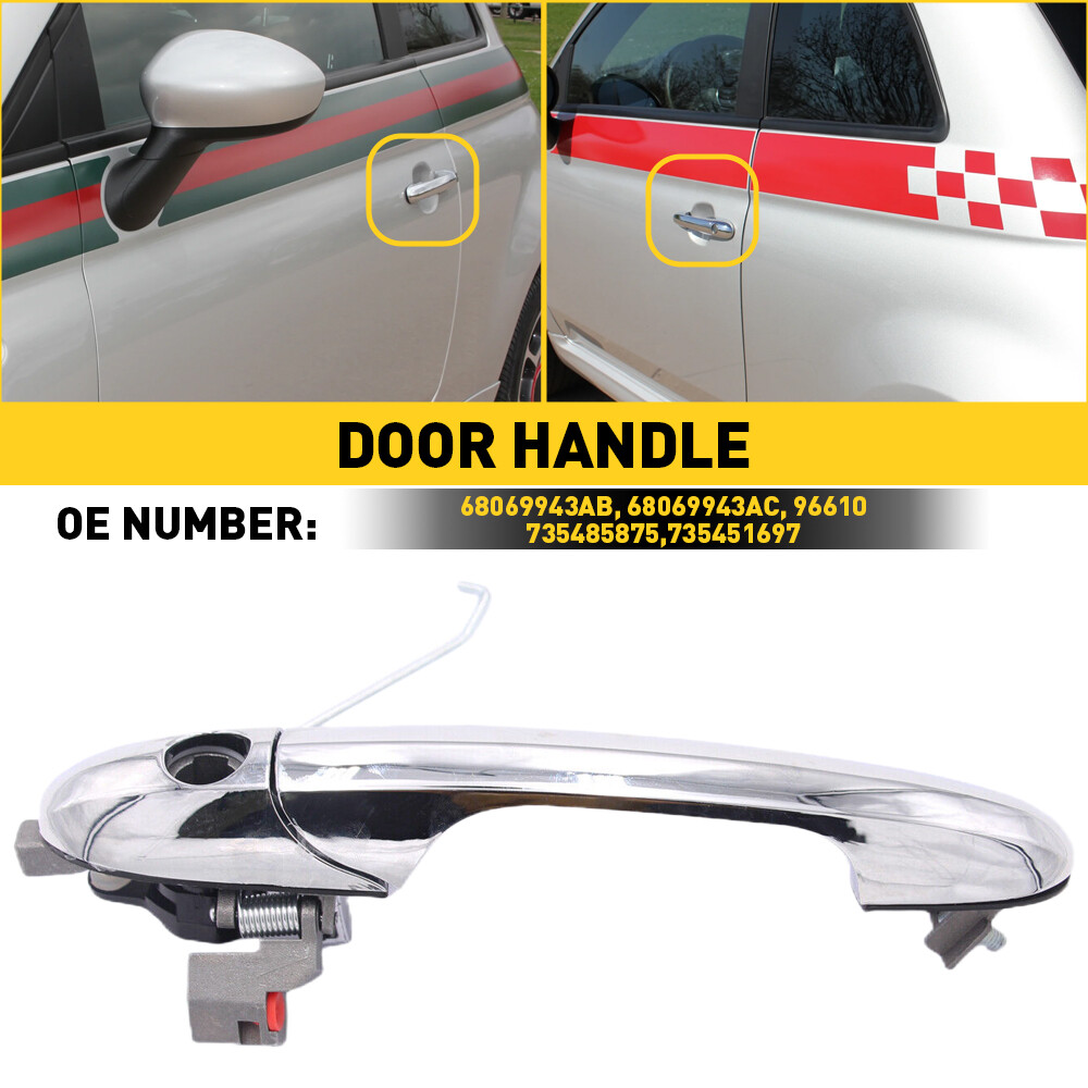 68069943AC Front Exterior Outside Chrome Door Handle Driver LH Side for Fiat 500
