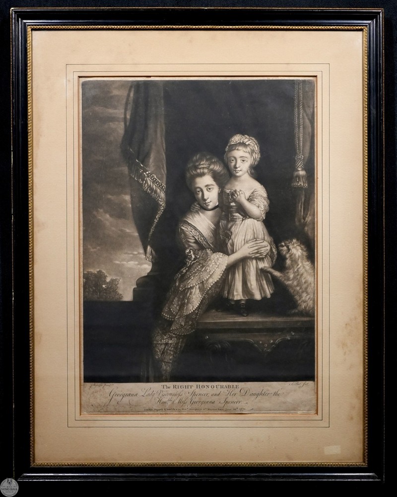 Antique 18th C. English Portrait Mezzotint Engraving After Sir Joshua Reynolds