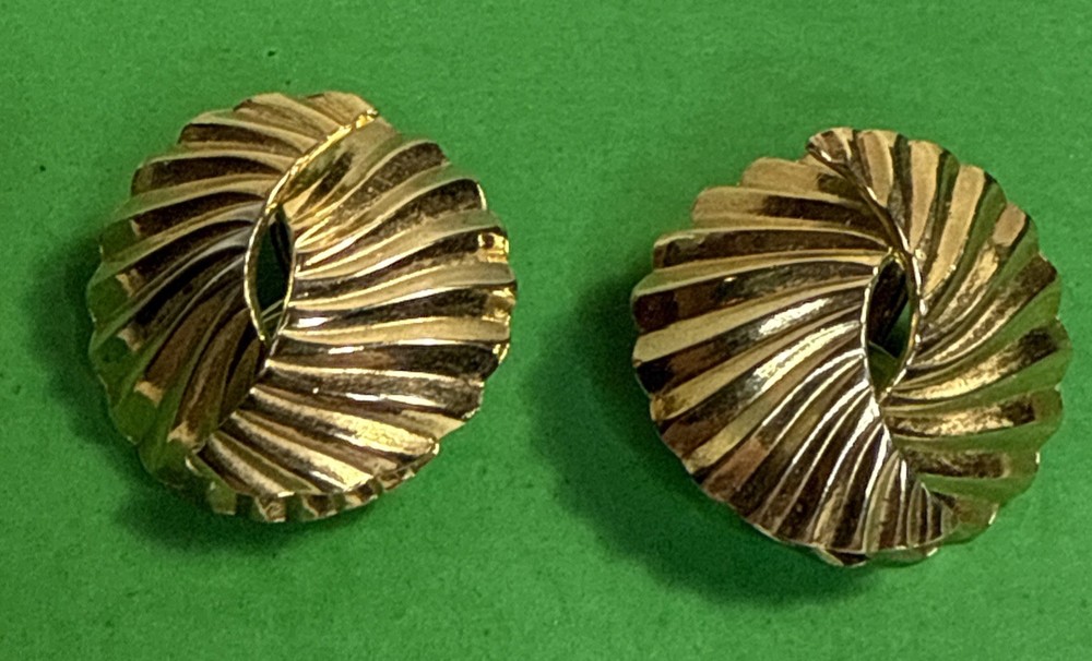Vintage Dior Goldtone Interlocking Clip-On Earrings