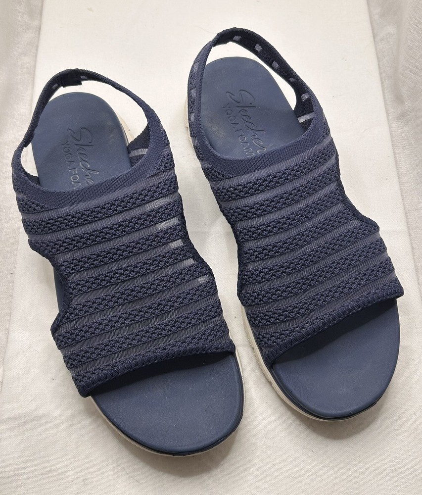 SKETCHERS NAVY FLEX LITE SANDALS SIZE 11 WOMENS WITH YOGA FOAM