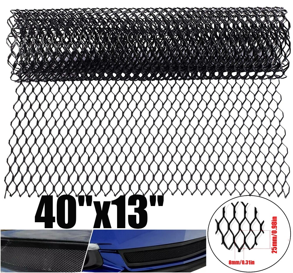 40''x13'' Aluminum Mesh Grill Cover Car Bumper Fender Hood Vent Grille Net Black