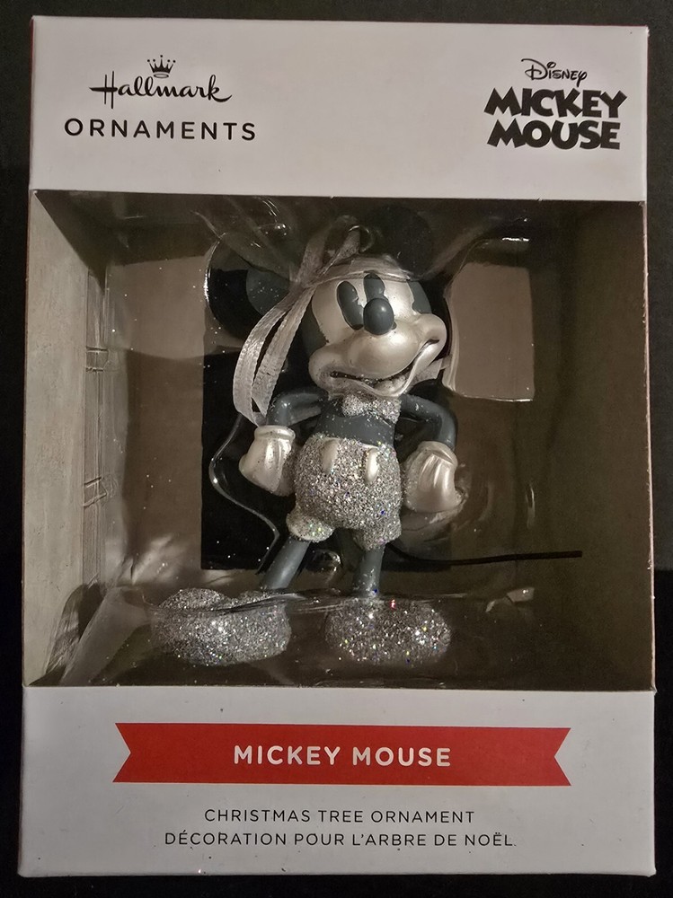 2024 Hallmark Disney Silver Mickey Mouse Ornament Figurine NIB