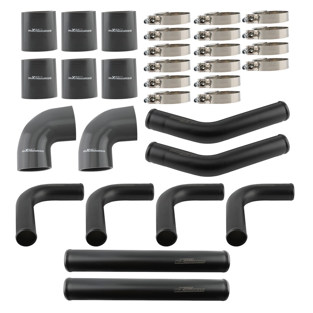 2.5 Inch Universal Aluminum Intercooler Turbo Pipe Kit with Gray Silicone Hose