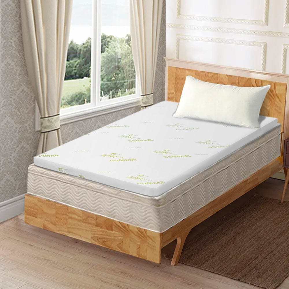 8cm Memory Foam Mattress Topper with Bamboo Cover - Single Size by NNEDSZ