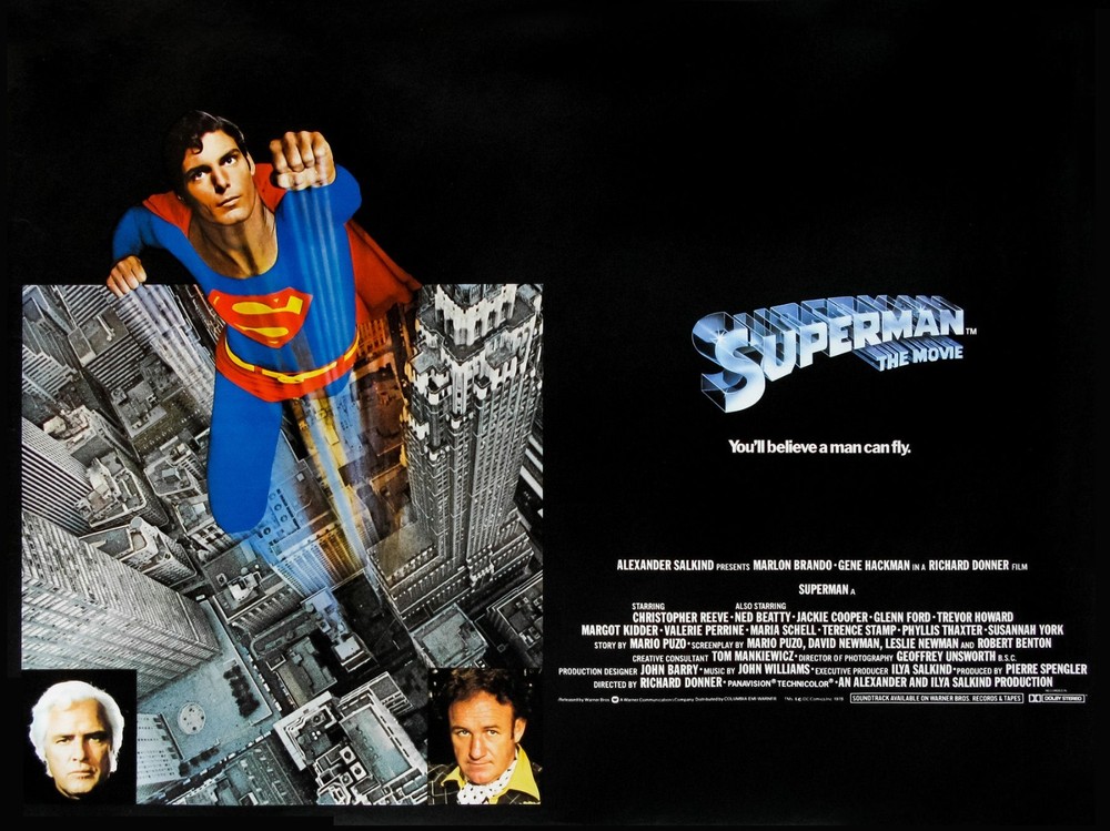 SUPERMAN THE MOVIE 1978 UK quad poster print 30x40