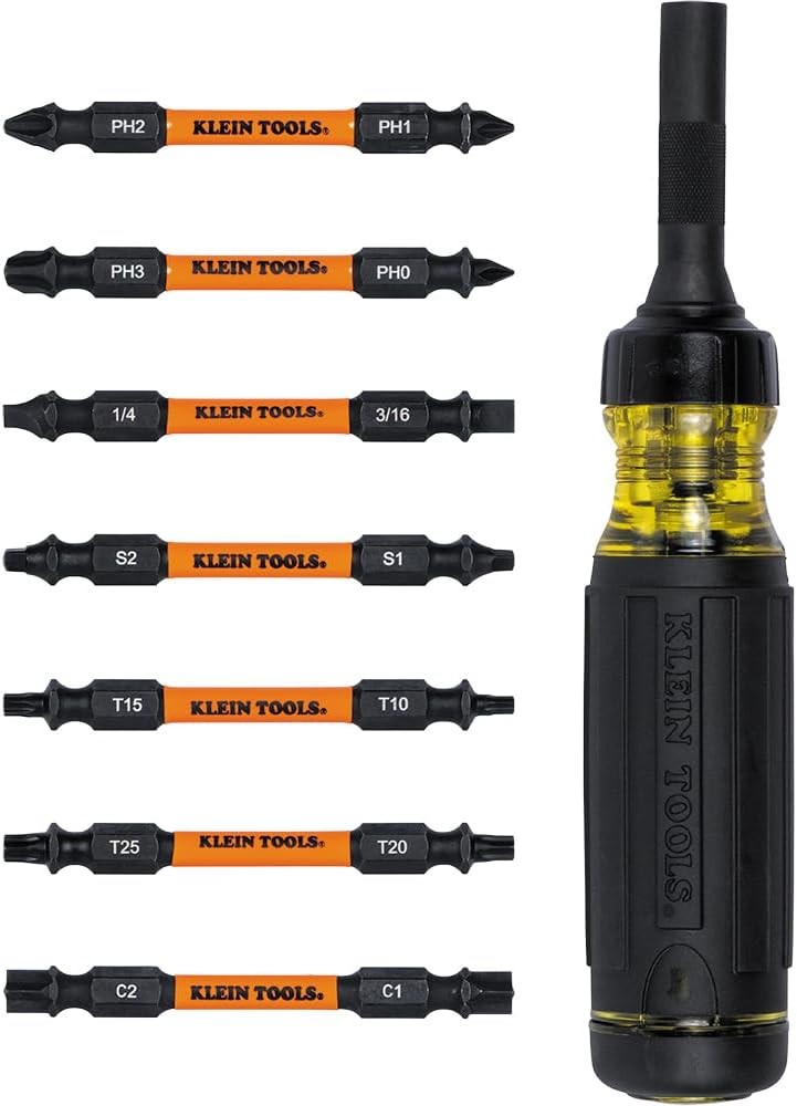 Klein Tools 32315HD 15-in-1 Ratcheting Multi-Bit Screwdriver with Magnetic Bits Black