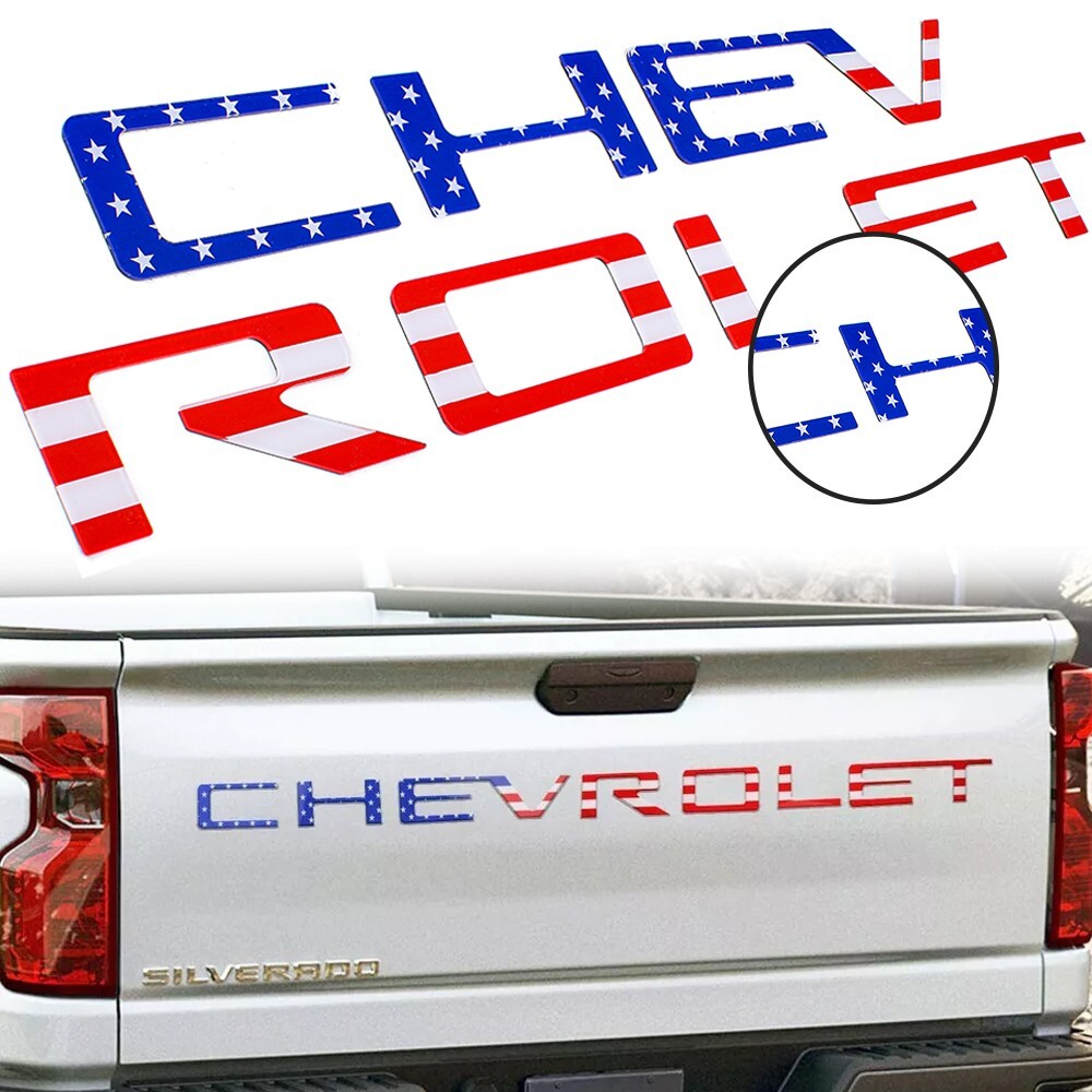 US Flag Tailgate Letters For Chevro/let Silverado 2019 and Up Plastic Inserts