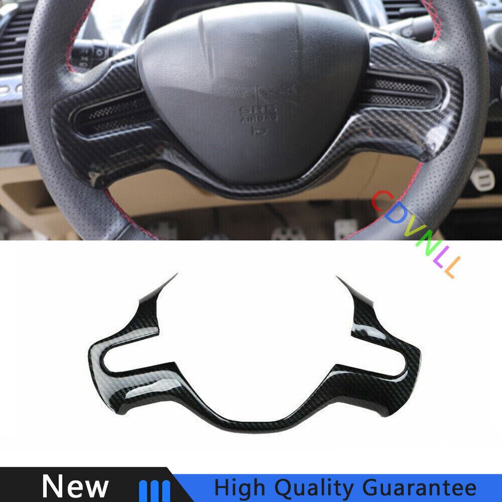 For Honda Civic 8th 2006-2011 Carbon Fiber Car Steering Wheel Decor Cover Trim