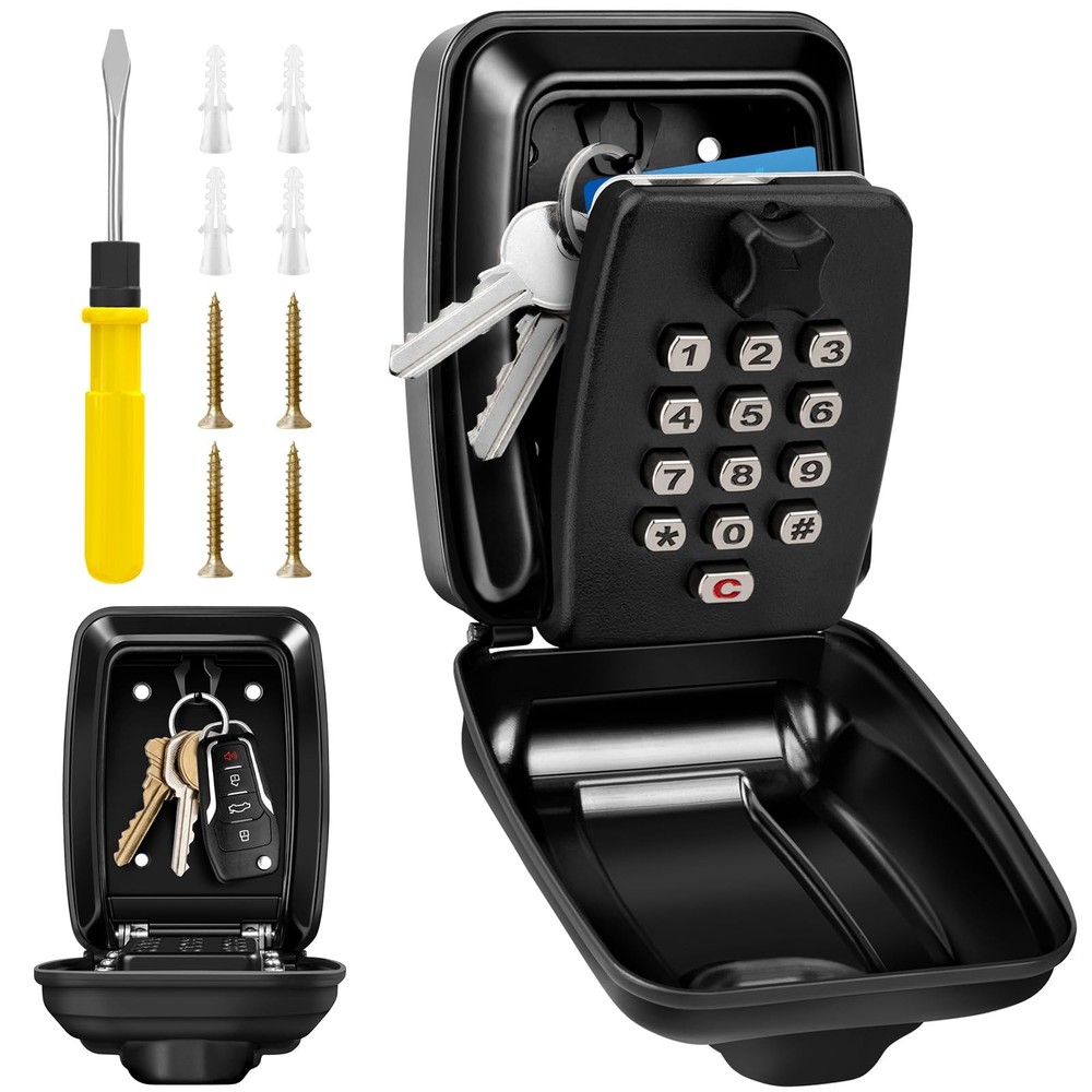 Wall Mounted Waterproof Key Lock Box with 12-Digit Combination Security