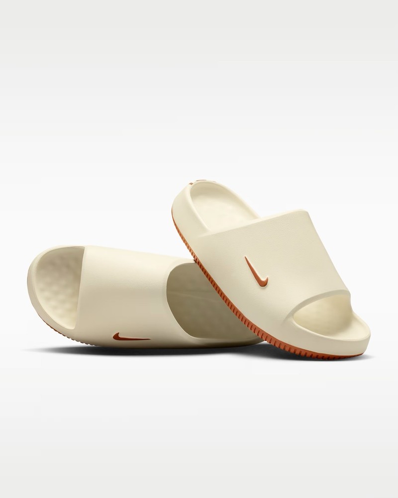 Nike Beige Brown Slide Sandals Logo Cushioned Casual Summer Men Synthetic Rubber